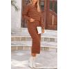 imagePRETTYGARDEN Womens 2 Piece Striped Sweater Set Casual Fall Long Sleeve Knit Pullover Midi Skirts Matching Travel OutfitsBrick Red Stripe