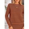 imagePRETTYGARDEN Womens 2 Piece Striped Sweater Set Casual Fall Long Sleeve Knit Pullover Midi Skirts Matching Travel OutfitsBrick Red Stripe