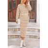 imagePRETTYGARDEN Womens 2 Piece Striped Sweater Set Casual Fall Long Sleeve Knit Pullover Midi Skirts Matching Travel OutfitsCaramel Stripe