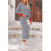 imagePRETTYGARDEN Womens 2 Piece Striped Sweater Set Casual Fall Long Sleeve Knit Pullover Midi Skirts Matching Travel OutfitsDark Blue Stripe