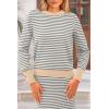 imagePRETTYGARDEN Womens 2 Piece Striped Sweater Set Casual Fall Long Sleeve Knit Pullover Midi Skirts Matching Travel OutfitsGrey Stripe