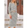 imagePRETTYGARDEN Womens 2 Piece Striped Sweater Set Casual Fall Long Sleeve Knit Pullover Midi Skirts Matching Travel OutfitsGrey Stripe