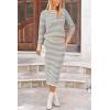 imagePRETTYGARDEN Womens 2 Piece Striped Sweater Set Casual Fall Long Sleeve Knit Pullover Midi Skirts Matching Travel OutfitsGrey Stripe