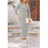 imagePRETTYGARDEN Womens 2 Piece Striped Sweater Set Casual Fall Long Sleeve Knit Pullover Midi Skirts Matching Travel OutfitsGrey Stripe