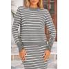 imagePRETTYGARDEN Womens 2 Piece Striped Sweater Set Casual Fall Long Sleeve Knit Pullover Midi Skirts Matching Travel OutfitsGrey White Stripe