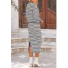 imagePRETTYGARDEN Womens 2 Piece Striped Sweater Set Casual Fall Long Sleeve Knit Pullover Midi Skirts Matching Travel OutfitsGrey White Stripe