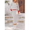 imagePRETTYGARDEN Womens 2 Piece Striped Sweater Set Casual Fall Long Sleeve Knit Pullover Midi Skirts Matching Travel OutfitsLight Grey Stripe
