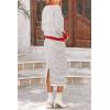 imagePRETTYGARDEN Womens 2 Piece Striped Sweater Set Casual Fall Long Sleeve Knit Pullover Midi Skirts Matching Travel OutfitsLight Grey Stripe