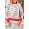 imagePRETTYGARDEN Womens 2 Piece Striped Sweater Set Casual Fall Long Sleeve Knit Pullover Midi Skirts Matching Travel OutfitsLight Grey Stripe