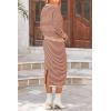 imagePRETTYGARDEN Womens 2 Piece Striped Sweater Set Casual Fall Long Sleeve Knit Pullover Midi Skirts Matching Travel OutfitsOrange Stripe