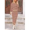imagePRETTYGARDEN Womens 2 Piece Striped Sweater Set Casual Fall Long Sleeve Knit Pullover Midi Skirts Matching Travel OutfitsOrange Stripe