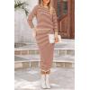 imagePRETTYGARDEN Womens 2 Piece Striped Sweater Set Casual Fall Long Sleeve Knit Pullover Midi Skirts Matching Travel OutfitsOrange Stripe