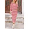 imagePRETTYGARDEN Womens 2 Piece Striped Sweater Set Casual Fall Long Sleeve Knit Pullover Midi Skirts Matching Travel OutfitsPink Stripe