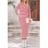 imagePRETTYGARDEN Womens 2 Piece Striped Sweater Set Casual Fall Long Sleeve Knit Pullover Midi Skirts Matching Travel OutfitsPink Stripe