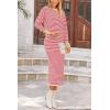 imagePRETTYGARDEN Womens 2 Piece Striped Sweater Set Casual Fall Long Sleeve Knit Pullover Midi Skirts Matching Travel OutfitsPink Stripe