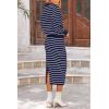 imagePRETTYGARDEN Womens 2 Piece Striped Sweater Set Casual Fall Long Sleeve Knit Pullover Midi Skirts Matching Travel OutfitsRoyal Blue White Stripe