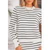 imagePRETTYGARDEN Womens 2 Piece Striped Sweater Set Casual Fall Long Sleeve Knit Pullover Midi Skirts Matching Travel OutfitsWhite Stripe