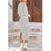 imagePRETTYGARDEN Womens 2 Piece Striped Sweater Set Casual Fall Long Sleeve Knit Pullover Midi Skirts Matching Travel OutfitsWhite Stripe
