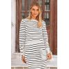 imagePRETTYGARDEN Womens 2 Piece Striped Sweater Set Casual Fall Long Sleeve Knit Pullover Midi Skirts Matching Travel OutfitsWhite Stripe