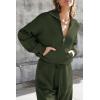 imagePRETTYGARDEN Womens 2 Piece Sweater Set Pullover Zip Up Sweatshirt Jogger Sweatpants Tracksuit Casual OutfitArmy Green