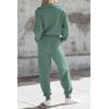 imagePRETTYGARDEN Womens 2 Piece Sweater Set Pullover Zip Up Sweatshirt Jogger Sweatpants Tracksuit Casual OutfitLake Green