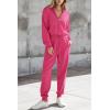 imagePRETTYGARDEN Womens 2 Piece Sweater Set Pullover Zip Up Sweatshirt Jogger Sweatpants Tracksuit Casual OutfitRose Red