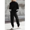 imagePRETTYGARDEN Womens 2 Piece Sweater Set Pullover Zip Up Sweatshirt Jogger Sweatpants Tracksuit Casual OutfitStriped Black