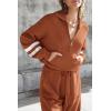 imagePRETTYGARDEN Womens 2 Piece Sweater Set Pullover Zip Up Sweatshirt Jogger Sweatpants Tracksuit Casual OutfitStriped Caramel