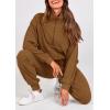 imagePRETTYGARDEN Womens 2 Piece Sweatsuits Set Long Sleeve Half Zip Pullover Sweatshirt Joggers Sweatpants Fall Outfits TracksuitBrown