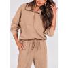 imagePRETTYGARDEN Womens 2 Piece Sweatsuits Set Long Sleeve Half Zip Pullover Sweatshirt Joggers Sweatpants Fall Outfits TracksuitKhaki