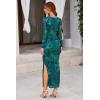 imagePRETTYGARDEN Womens Bodycon Maxi Dress Fall Spring Fashion Long Sleeve Floral Print Tight Fitted Party Club Ruched DressesGreen