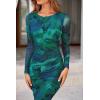 imagePRETTYGARDEN Womens Bodycon Maxi Dress Fall Spring Fashion Long Sleeve Floral Print Tight Fitted Party Club Ruched DressesGreen