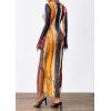 imagePRETTYGARDEN Womens Bodycon Maxi Dress Fall Spring Fashion Long Sleeve Floral Print Tight Fitted Party Club Ruched DressesNavy Watercolor
