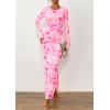 imagePRETTYGARDEN Womens Bodycon Maxi Dress Fall Spring Fashion Long Sleeve Floral Print Tight Fitted Party Club Ruched DressesPink Red Floral