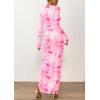 imagePRETTYGARDEN Womens Bodycon Maxi Dress Fall Spring Fashion Long Sleeve Floral Print Tight Fitted Party Club Ruched DressesPink Red Floral