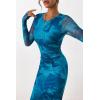 imagePRETTYGARDEN Womens Bodycon Maxi Dress Fall Spring Fashion Long Sleeve Floral Print Tight Fitted Party Club Ruched DressesPrint Blue Green