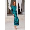 imagePRETTYGARDEN Womens Bodycon Maxi Dress Fall Spring Fashion Long Sleeve Floral Print Tight Fitted Party Club Ruched DressesPrint Lake Blue