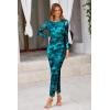 imagePRETTYGARDEN Womens Bodycon Maxi Dress Fall Spring Fashion Long Sleeve Floral Print Tight Fitted Party Club Ruched DressesPrint Lake Blue