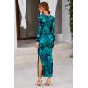 imagePRETTYGARDEN Womens Bodycon Maxi Dress Fall Spring Fashion Long Sleeve Floral Print Tight Fitted Party Club Ruched DressesPrint Lake Blue