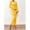 imagePRETTYGARDEN Womens Bodycon Maxi Dress Fall Spring Fashion Long Sleeve Floral Print Tight Fitted Party Club Ruched DressesYellow Big Floral