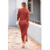 imagePRETTYGARDEN Womens Spring Fall 2 Piece Sweater Set Rib Knit Long Sleeve Crop Top Maxi Bodycon Skirt Casual Winter OutfitsBrick Red