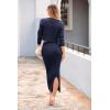 imagePRETTYGARDEN Womens Spring Fall 2 Piece Sweater Set Rib Knit Long Sleeve Crop Top Maxi Bodycon Skirt Casual Winter OutfitsDark Blue