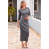 imagePRETTYGARDEN Womens Spring Fall 2 Piece Sweater Set Rib Knit Long Sleeve Crop Top Maxi Bodycon Skirt Casual Winter OutfitsGrey