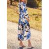 imagePRETTYGARDEN Womens Spring Floral Midi Dress Casual Fall V Neck Long Sleeve Flowy Beach Wedding Guest Vacation DressesBlack Blue Floral