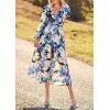 imagePRETTYGARDEN Womens Spring Floral Midi Dress Casual Fall V Neck Long Sleeve Flowy Beach Wedding Guest Vacation DressesBlack Blue Floral