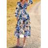 imagePRETTYGARDEN Womens Spring Floral Midi Dress Casual Fall V Neck Long Sleeve Flowy Beach Wedding Guest Vacation DressesBlack Blue Floral