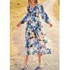 imagePRETTYGARDEN Womens Spring Floral Midi Dress Casual Fall V Neck Long Sleeve Flowy Beach Wedding Guest Vacation DressesBlack Blue Floral