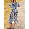 imagePRETTYGARDEN Womens Spring Floral Midi Dress Casual Fall V Neck Long Sleeve Flowy Beach Wedding Guest Vacation DressesBlack Blue Floral