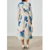 imagePRETTYGARDEN Womens Spring Floral Midi Dress Casual Fall V Neck Long Sleeve Flowy Beach Wedding Guest Vacation DressesBlue White Floral