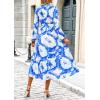 imagePRETTYGARDEN Womens Spring Floral Midi Dress Casual Fall V Neck Long Sleeve Flowy Beach Wedding Guest Vacation DressesBlue White Watercolour